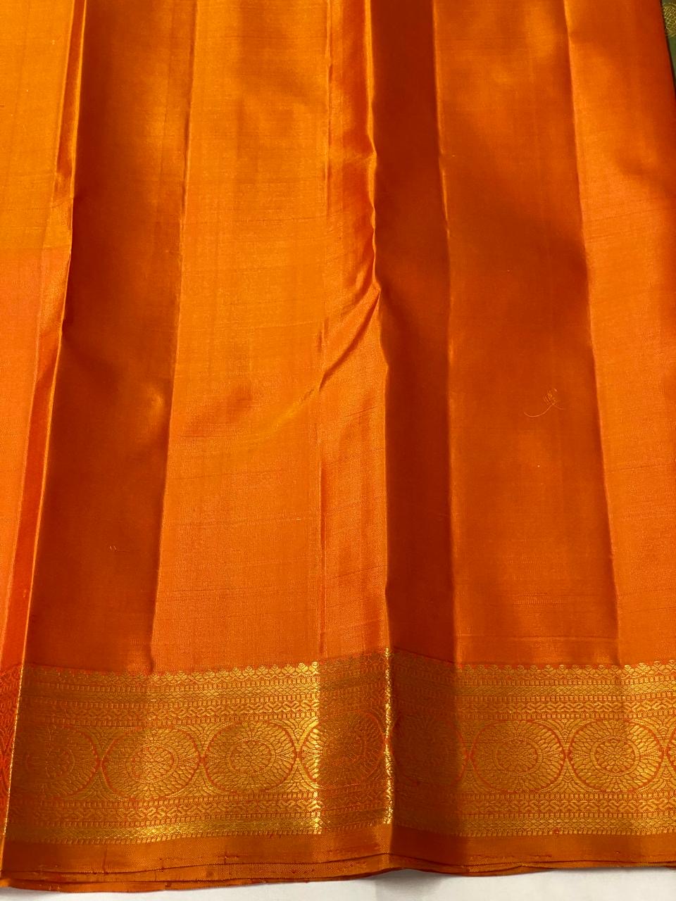 Dual Brown Green & Orange 2gm Zari Bridal Elegance Kanchipuram Handloom Silk Saree SS20459