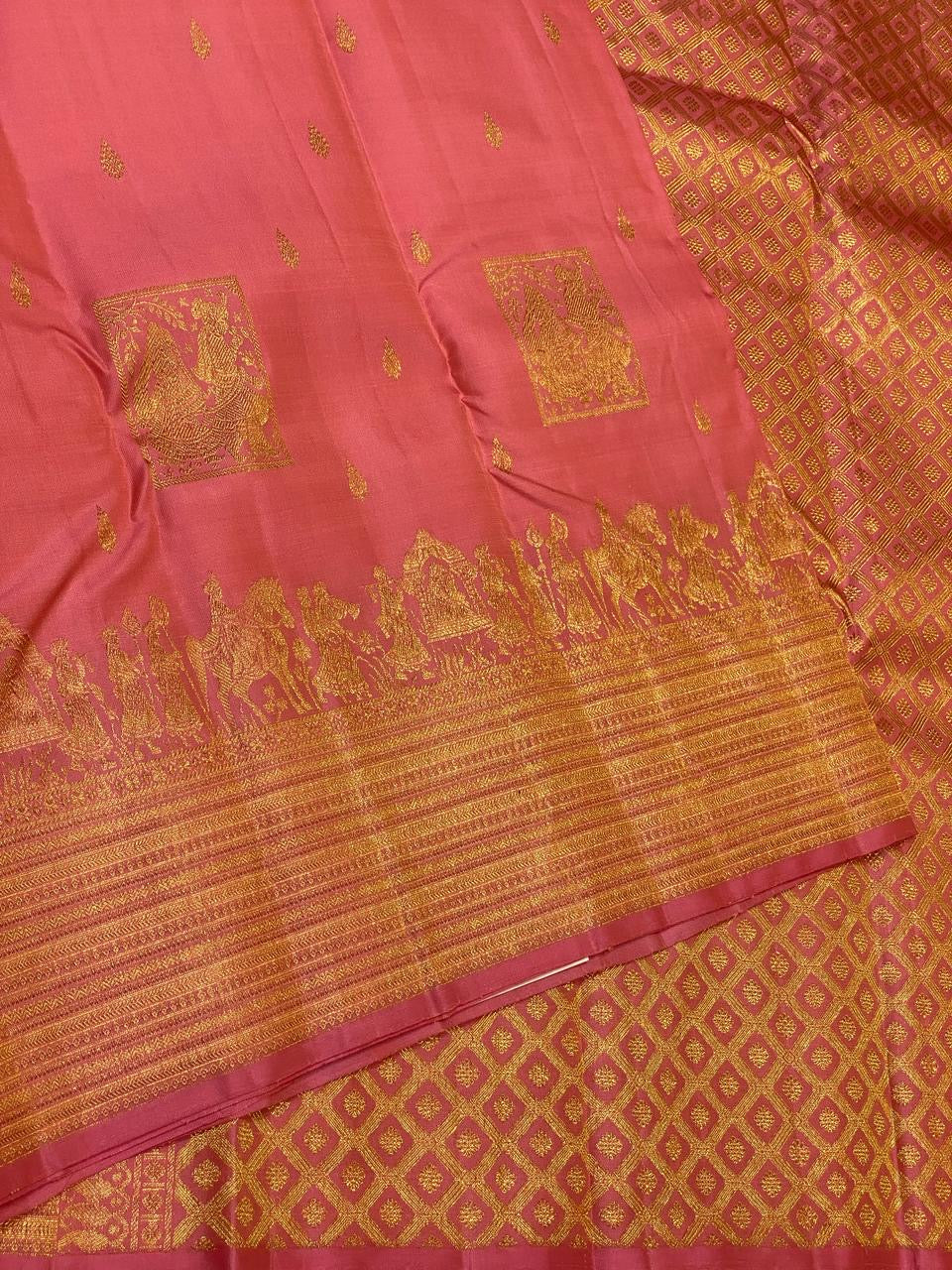 Classic Rose 2gm Zari Bridal Elegance Kanchipuram Handloom Silk Saree SS24516