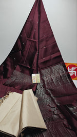 Load image into Gallery viewer, Classic Chocolate Brown Elegance Handloom Soft Silk Saree SS25459
