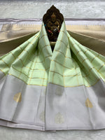 Load image into Gallery viewer, Classic Grey &amp; Lime 2gm Zari Kanchipuram Handloom Silk Saree SS25930
