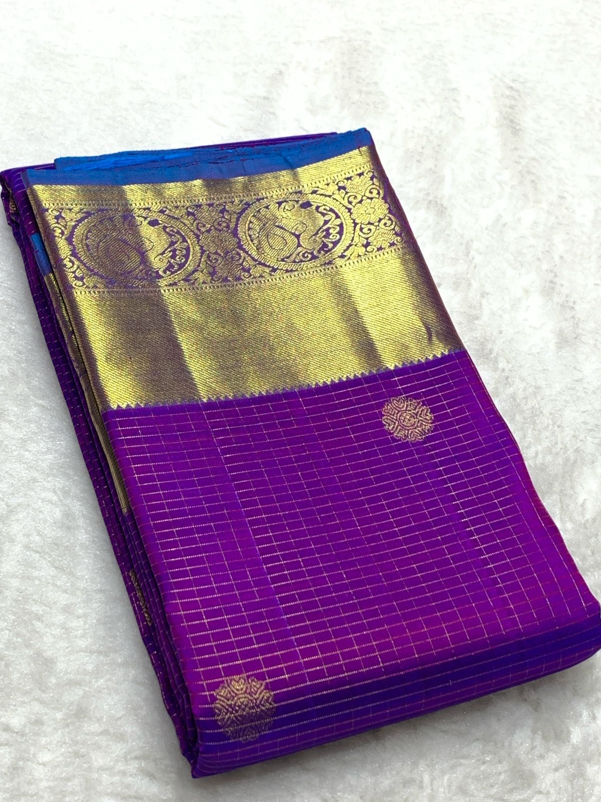 Classic Vadamalli & Aegan Blue 2gm Zari Elegance Kanchipuram Handloom Silk Saree SS24614