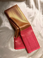 Load image into Gallery viewer, Classic Gold &amp; Red 2gm Zari Tissue Kanchipuram Handloom Silk Saree SS26397
