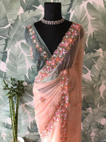 Load image into Gallery viewer, Classic Peach Elegance Tissue Organza Silk Saree SS24817
