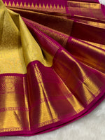 Load image into Gallery viewer, Classic Yellow &amp; Pink 2gm Zari Bridal Elegance Kanchipuram Handloom Silk Saree SS25272
