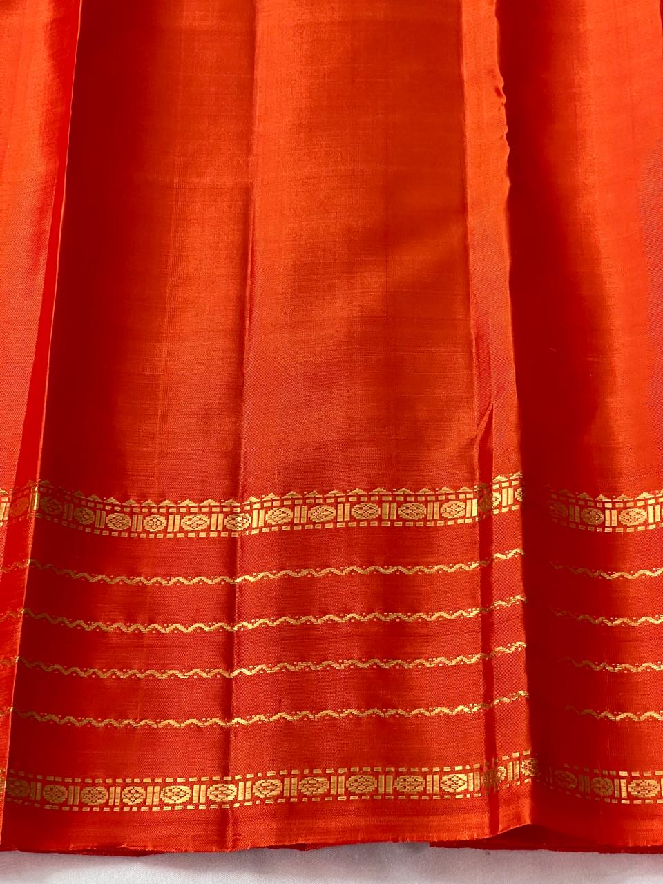 Dark Wine Red & Orange 2gm Zari Elegance Kanchipuram Handloom Silk Saree SS24116