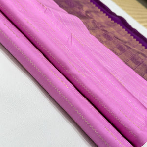 Classic Creamy Pink & Plum Elegance Handloom Silk Saree SS23583