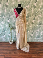 Load image into Gallery viewer, Classic Oatmeal Beige Handwork Elegance Banarasi Tissue Silk Saree SS25397
