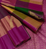 Load image into Gallery viewer, Classic Fuchsia Pink Checker 2gm Zari Elegance Kanchipuram Handloom Silk Saree SS28650
