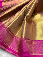 Load image into Gallery viewer, Classic Gold &amp; Glow Purple Elegance Kanchipuram Handloom Silk Saree SS25435
