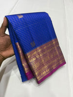 Load image into Gallery viewer, Classic Royal Blue &amp; Purple 2gm Zari Elegance Kanchipuram Handloom Silk Saree SS28597

