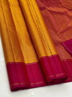 Load image into Gallery viewer, Classic Mango Yellow &amp; Deep Pink 2gm Zari Elegance Kanchipuram Handloom Silk Saree SS25345
