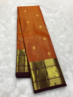 Load image into Gallery viewer, Classic Burnt Orange &amp; Coffee Brown 2gm Zari Elegance Kanchipuram Handloom Silk Saree SS27501
