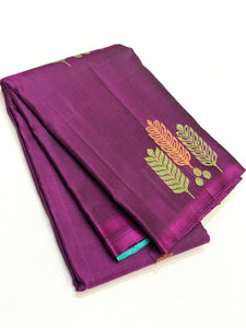 Classic Wine Red & Aqua 1gm Zari Elegance Kanchipuram Handloom Silk Saree SS23545