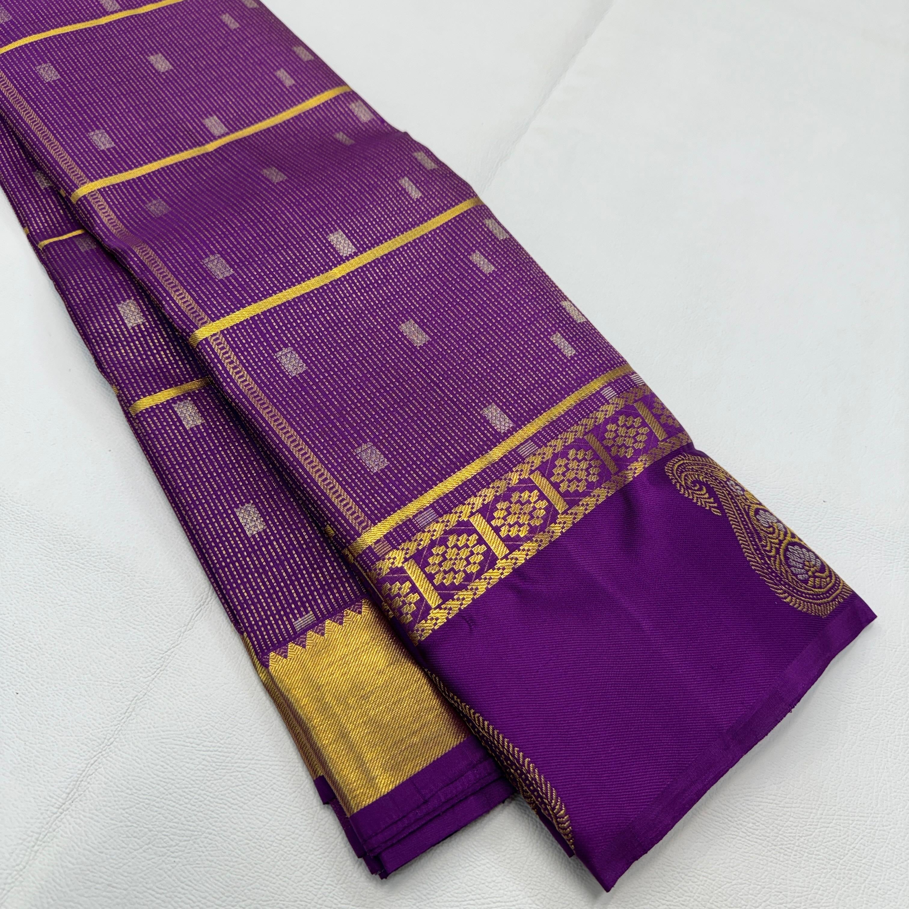 Classic Eminence Violet 1gm Zari Elegance Kanchipuram Handloom Silk Saree SS24184