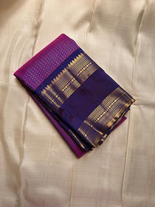Classic Orchid Purple & Steel Blue Kanchipuram Handloom Silk Saree SS26092