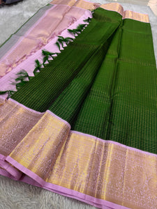 Classic Green & Baby Pink Kanchipuram Handloom Silk Saree SS26029