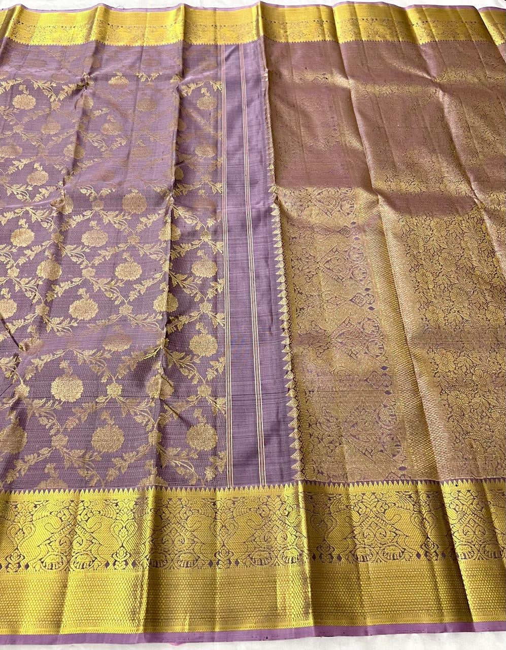 Classic Mauve 2gm Zari Bridal Elegance Kanchipuram Handloom Silk Saree SS23931