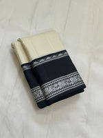 Load image into Gallery viewer, Classic Butter Cream &amp; Black Korvai Thread Kanchipuram Handloom Silk Saree SS25720
