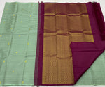 Load image into Gallery viewer, Classic Light Green &amp; Berry Plum Elegance Kanchipuram Handloom Silk Saree SS23648
