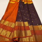 Load image into Gallery viewer, Classic Coffee Brown &amp; Burnt Orange Elegance Kanchipuram Handloom Silk Saree SS27379
