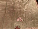 Load image into Gallery viewer, Classic Sage Green Handwork Elegance Crepe Silk Saree SS25694
