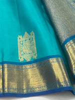 Load image into Gallery viewer, Classic Sea Blue &amp; Azure Blue 2gm Zari Elegance Kanchipuram Handloom Silk Saree SS27218
