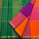 Load image into Gallery viewer, Classic Brick Orange Checker 1gm Zari Elegance Kanchipuram Handloom Silk Saree SS28324
