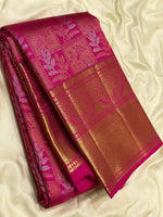 Load image into Gallery viewer, Classic Deep Pink 3gm Zari Meenakari Brocade Bridal Elegance Kanchipuram Handloom Silk Saree SS24703
