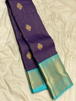Load image into Gallery viewer, Classic Berry Purple &amp; Turquoise 1gm Zari Bridal Elegance Kanchipuram Handloom Silk Saree SS25270
