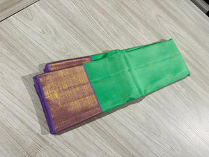 Classic Rama Green & Lavender 1gm Zari Kanchipuram Handloom Silk Saree SS26459