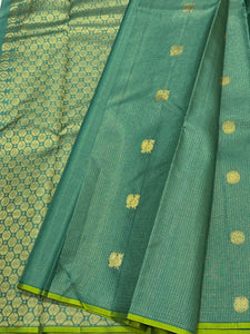 Classic Parrot Green 2gm Zari Vaira Oosi Kanchipuram Handloom Silk Saree SS26043