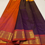 Load image into Gallery viewer, Classic Plum &amp; Orange 2gm Zari Elegance Kanchipuram Handloom Silk Saree SS24678
