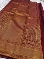 Load image into Gallery viewer, Classic Cherry Red Bridal Elegance Kanchipuram Handloom Silk Saree SS27629
