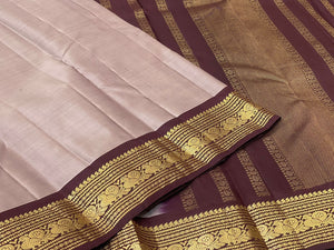 Pastel Cocoa & Dark Chocolate Elegance Kanchipuram Handloom Silk Saree SS24460