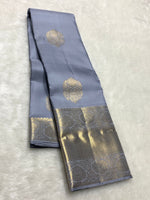 Load image into Gallery viewer, Classic Grey 2gm Zari Bridal Elegance Kanchipuram Handloom Silk Saree SS25984
