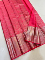 Load image into Gallery viewer, Classic Hot Pink Silver Zari Bridal Elegance Kanchipuram Handloom Silk Saree SS23582
