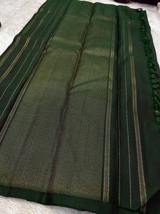 Classic Pine Green 4 gm Gold & Silver Kanchipuram Handloom Silk Saree SS26088