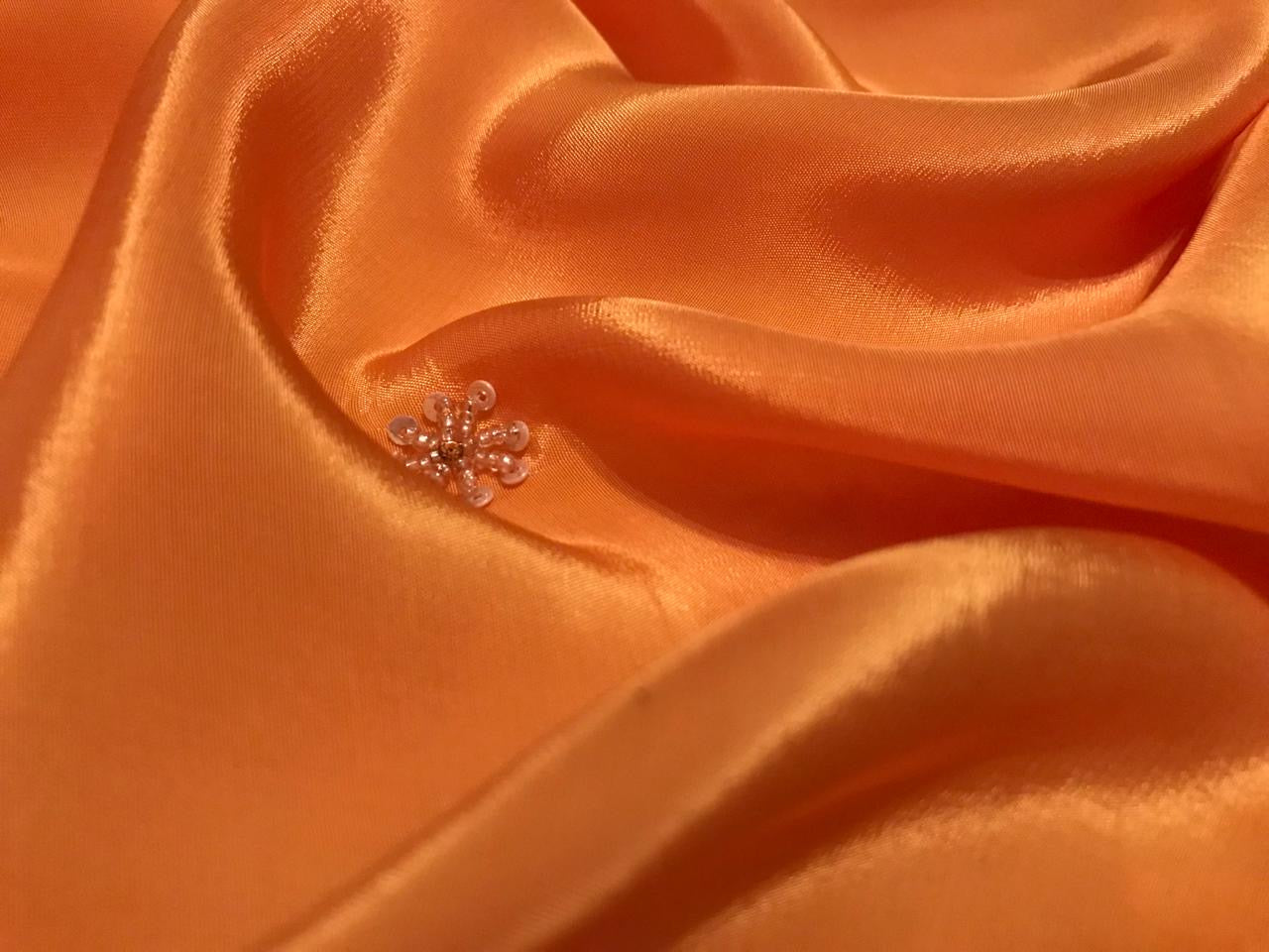 Classic Orange Handwork Elegance Crepe Silk Saree SS24531