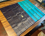 Load image into Gallery viewer, Classic Navy Blue &amp; Ice Blue Elegance Kanchipuram Handloom Silk Saree SS27658
