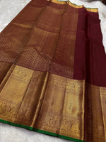 Load image into Gallery viewer, Classic Barn Red 2gm Zari Bridal Elegance Kanchipuram Handloom Silk Saree SS26272
