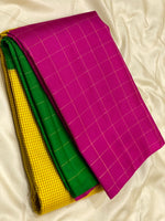 Load image into Gallery viewer, Classic Yellow Pink &amp; Green 2gm Zari Elegance Kanchipuram Handloom Silk Saree SS27365
