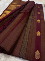 Load image into Gallery viewer, Classic Garnet Red 2gm Zari Elegance Kanchipuram Handloom Silk Saree SS25493
