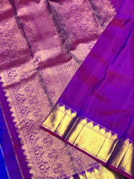 Load image into Gallery viewer, Classic Robin Blue &amp; Purple 2gm Zari Elegance Kanchipuram Handloom Silk Saree SS25364
