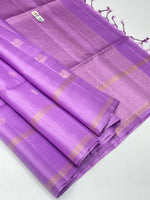 Load image into Gallery viewer, Classic Lilac Elegance Handloom Soft Silk Saree SS24484
