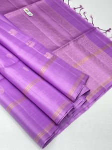 Classic Lilac Elegance Handloom Soft Silk Saree SS24484