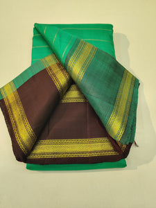 Classic Sea Green & Coffee Brown 1gm Zari Elegance Kanchipuram Silk Saree SS23948