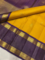 Load image into Gallery viewer, Classic Mango Yellow &amp; Vadamalli Purple  2gm Zari Kanchipuram Handloom Silk Saree SS25840
