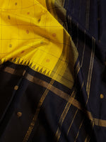 Load image into Gallery viewer, Classic Sunny Yellow &amp; Charcoal Black 2gm Zari Elegance Kanchipuram Handloom Silk Saree SS28428
