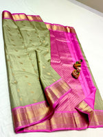 Load image into Gallery viewer, Classic Pista Green &amp; Fuchsia Pink Elegance Kanchipuram Handloom Silk Saree SS23793
