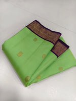 Load image into Gallery viewer, Pista Green &amp; Dark Violet 2gm Zari Elegance Kanchipuram Handloom Silk Saree SS20574
